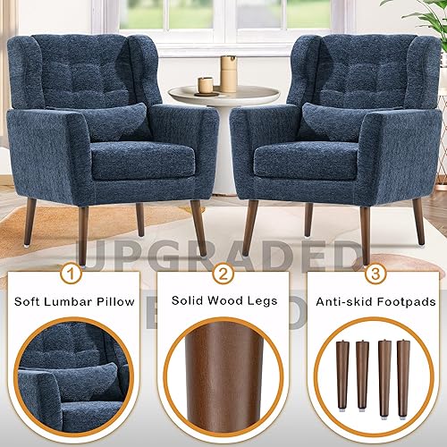 Miniatura 117 de Silla decorativa moderna, sillón tapizado con almohada, sofá individual de tela con asiento de salón y patas de madera, silla decorativa para sala
