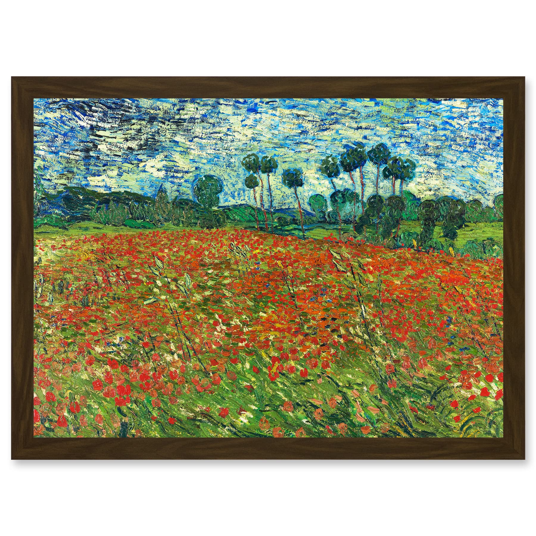 Artery8 Vincent Van Gogh Poppy Field Painting Artwork Framed Wall Art Print A4