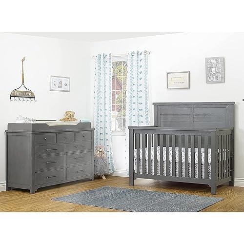 Miniatura 6 de Sorelle Cambiador de muebles para tocador, vestidor y solución de cambio de pañales para tocador de bebé, muebles de guardería, gris piedra