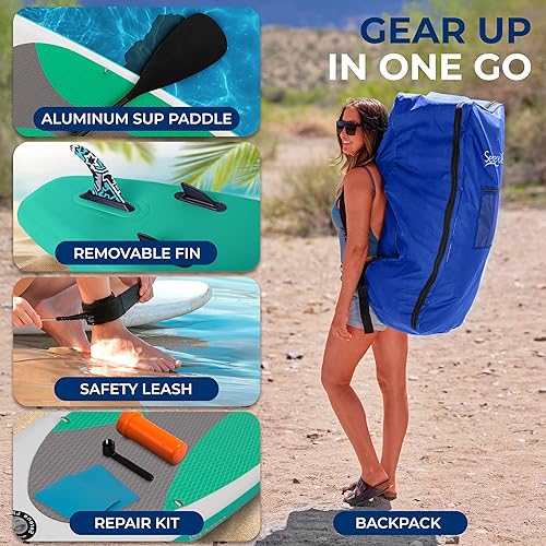Vista 22 de SereneLife Tabla de remo inflable con accesorios de SUP de alta calidad, diseño amplio y estable con almohadilla antideslizante de EVA para adultos