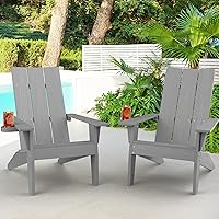 Vista 17 de MXIMU Silla Adirondack moderna resistente a la intemperie con portavasos, sillas de gran tamaño para hogueras Adorondic de plástico al aire libre
