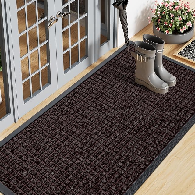 Smiry Smiry Front Door Mat Outside Entrance, Natural Rubber Doormat, 59x23 Inch