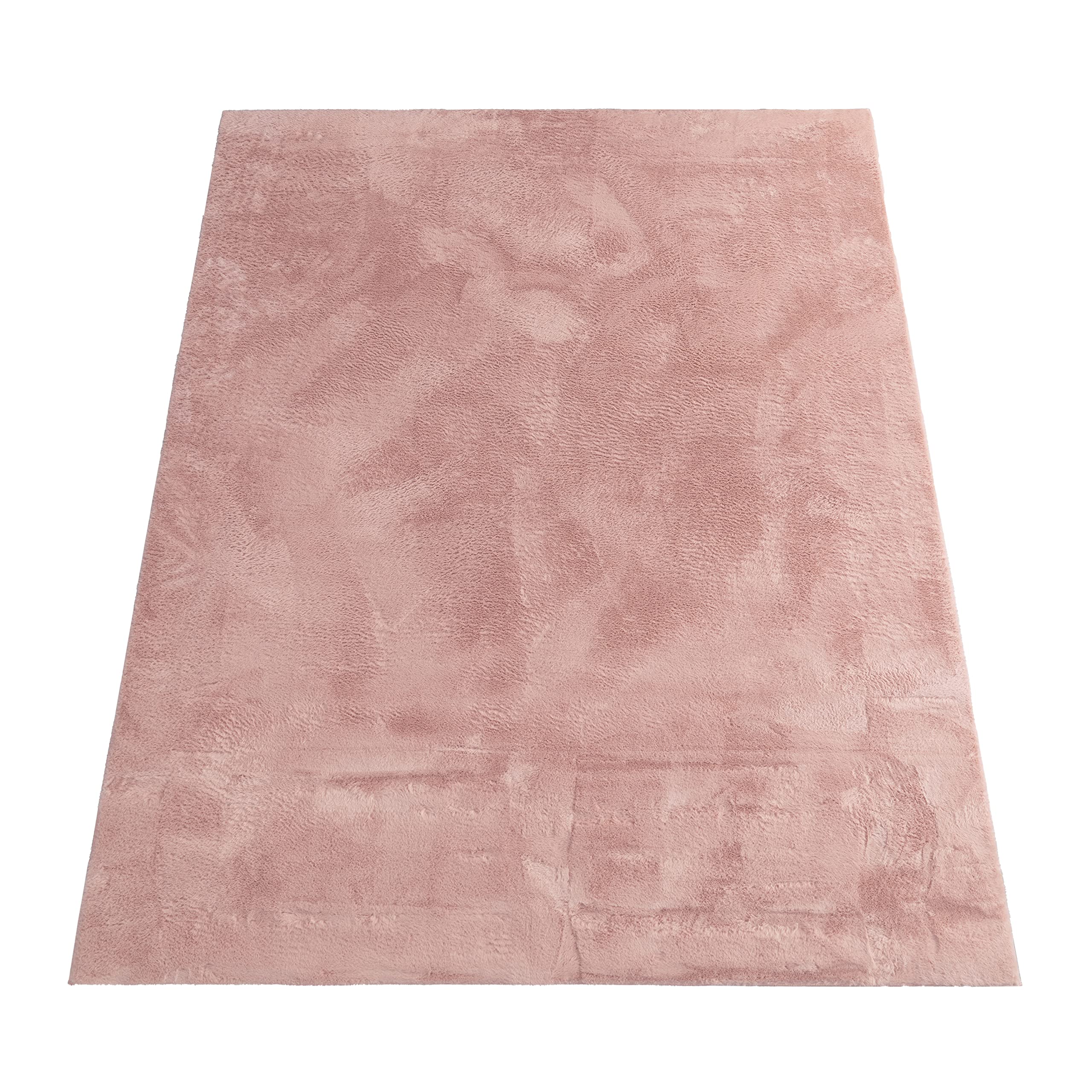 Paco Home Alfombra Salon De Habitacion Pelo Largo Se Puede Suave Felpa Rosa, tamaño:Ø 120 cm Redondo
