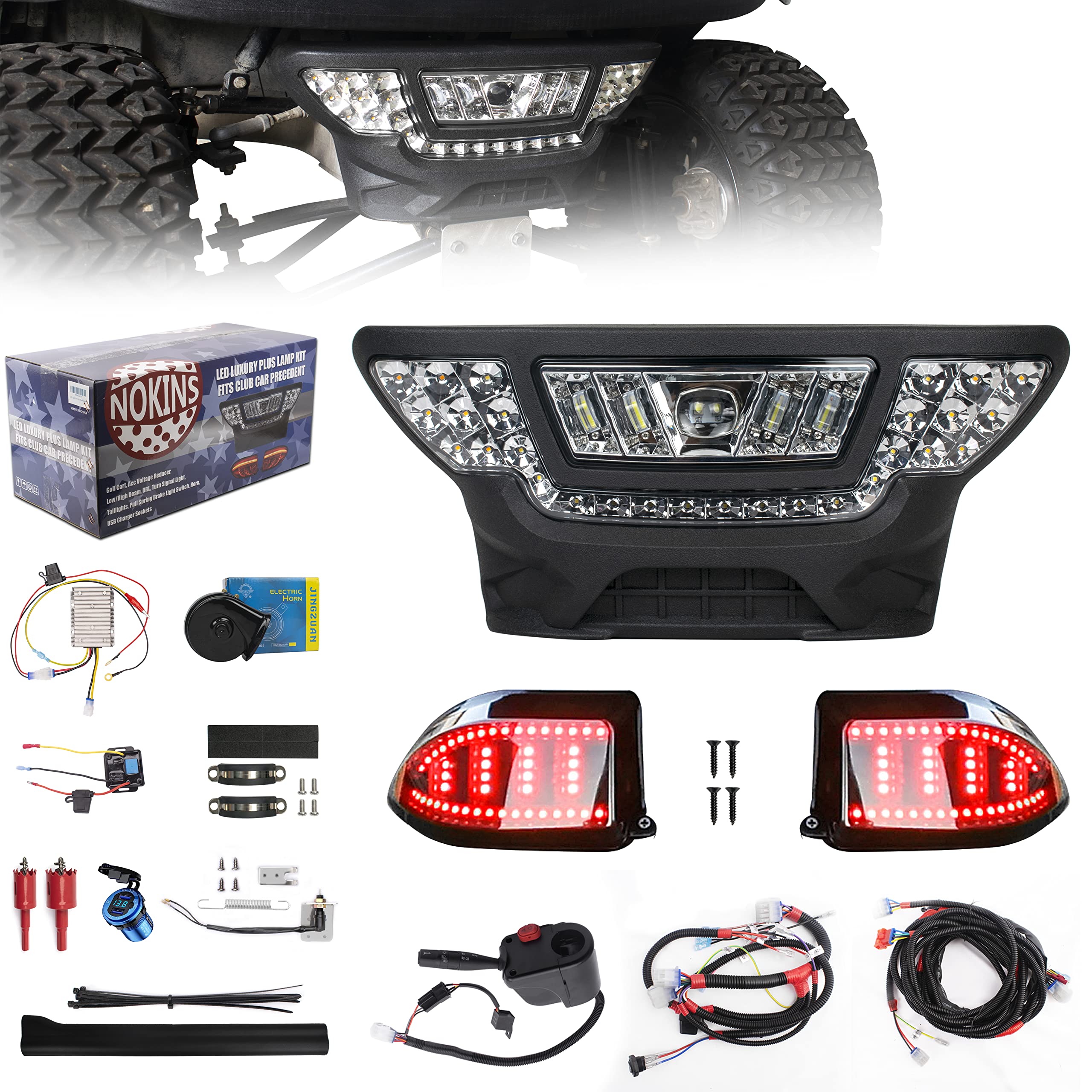 Photo 1 of **NON-REFUNDABLE-SEE COMMENTS**
NOKINS Golf Cart Deluxe Plus LED Light Kit Fit Club Car Precedent Electric & Gas 2004-UP Street Legal Light Scanning Turn Taillight Ultimate Upgrade Bumper Headlight Low/High Beam DRL 20A DC Converter black