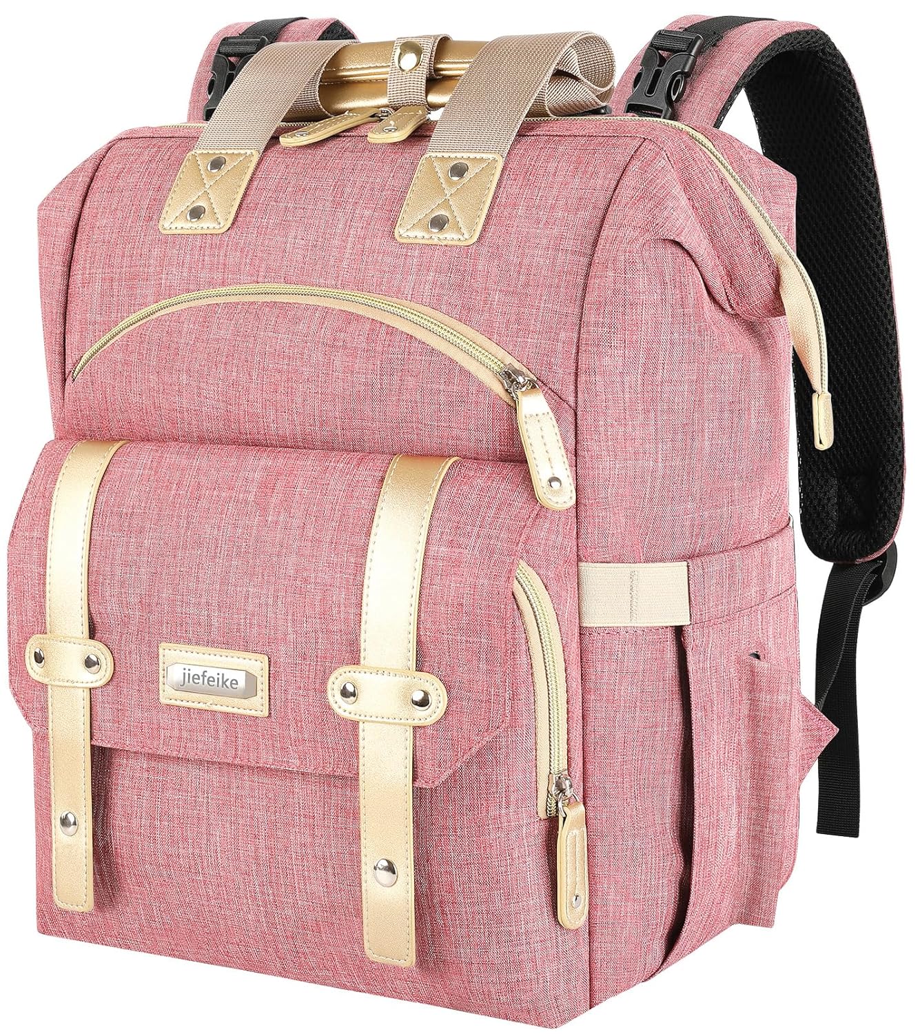 Jiefeike Diaper Bag Backpack, Baby Boys Girls Portable Baby Nappy Bags, Dad Mom Backpack Diaper Bag with Insulated Pockets RFID Anti-Theft Water-Resistant Pocket Stroller Straps