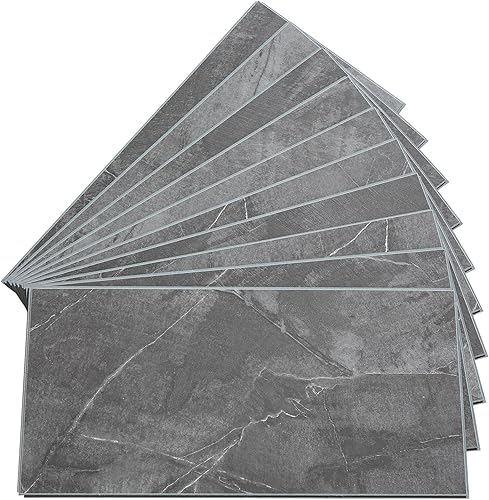 Vista 111 de Palisade Azulejos de vinilo entrelazados impermeables para salpicaduras de 22.8 x 7.31 pulgadas en mármol veneciano, sin juntas, fácil de instalar