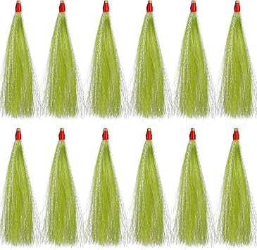 Fishing Bucktail Teasers,12pcs Saltwater Fishing Lures DIY Bucktail Teaser Tails Skirts for Flounder Striped Bass Bluefish Sea Bass Surf Fishing Bottom Fishing Rig Accessories