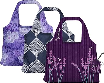 ChicoBag Vita Reusable Bag with Built-In Pouch and Carabiner Clip | Large-Capacity Shoulder Bag | Eco-Conscious Packable Tote | Variety 3pk - Bliss, Be, Peacock Bandana Pack of 3
