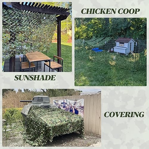 Miniatura 6 de FLYEGO Red de camuflaje de camuflaje, red de camuflaje a granel, redes de camuflaje excedente militar para caza, parasol ciego, cubierta de