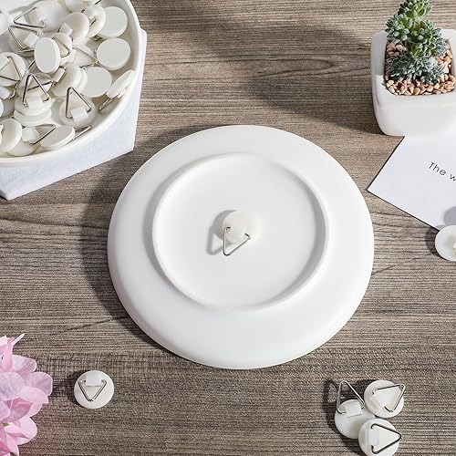 Miniatura 4 de Patelai 80 ganchos adhesivos para placas para pared, ganchos adhesivos invisibles, ganchos redondos autoadhesivos para decoración de platos, cuadros