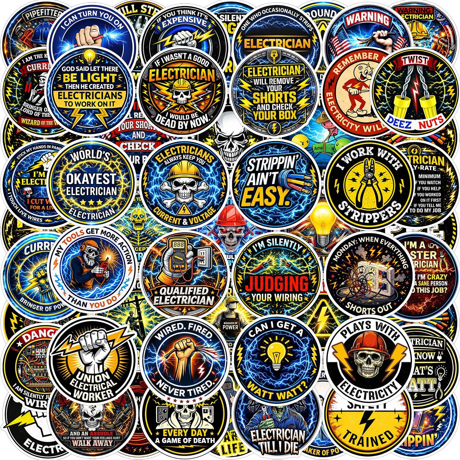 234Pcs Funny Electrician Stickers, Waterproof Vinyl Hard Hat Stickers for Men, Decals for Toolboxes, Helmets, Laptops (78 Designs x 3PCS)