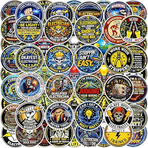 232Pcs Funny Electrician Stickers, Waterproof Vinyl Hard Hat Stickers for Men, D