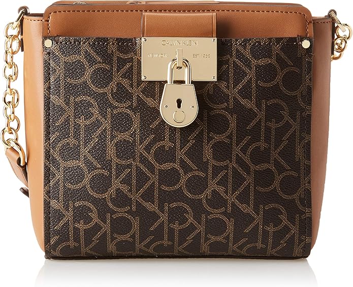 Calvin Klein Women's Camille Organizational Signature Crossbody, Brown