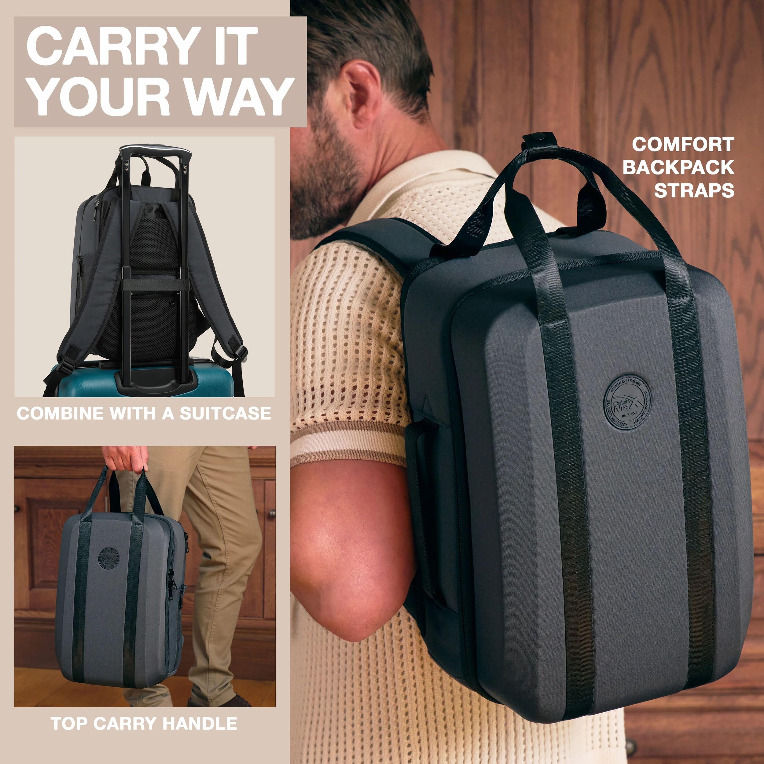 Cabin Max Paxos Torba kabinowa pod siedzenie, 20 l, 40 × 20 × 25 cm – ShapeSafe z tworzywa EVA, lekka, 680 g, bez Ryanair, otwieranie z klapką,, Bp szary, 20L, Bagaż podręczny