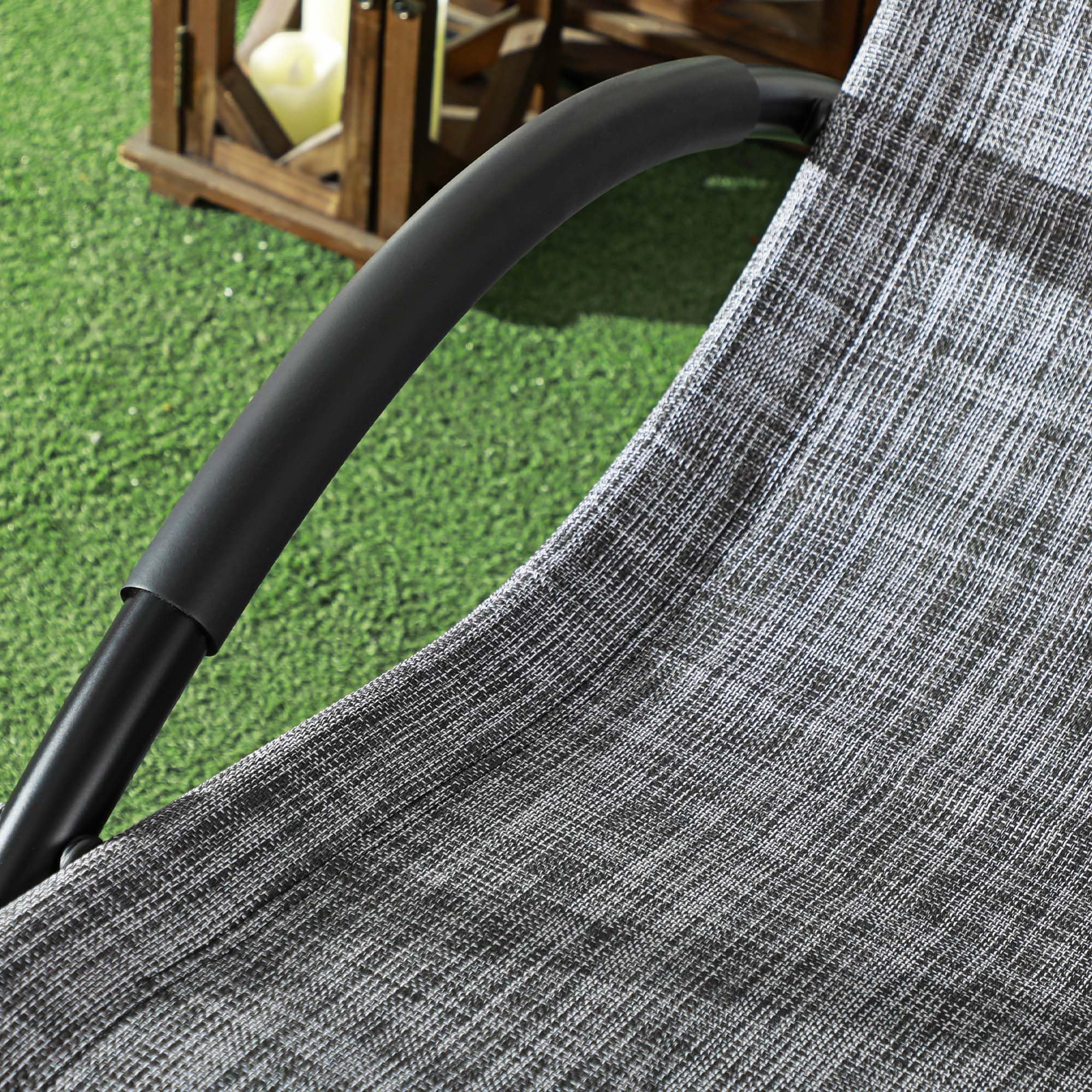 Outsunny Sdraio a Dondolo Zero-Gravity da Giardino, Lettino Prendisole Impermeabile con Poggiatesta, 155 x 61 x 88 cm, Grigio