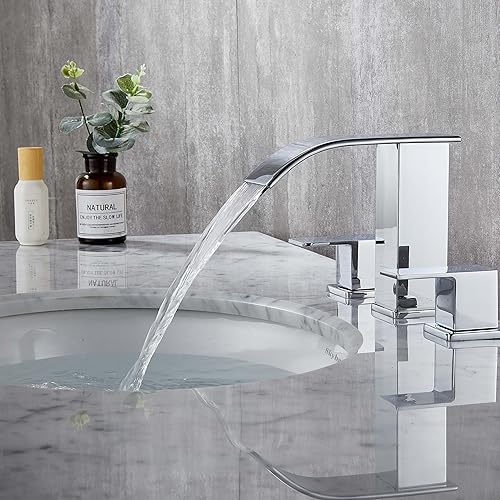 Miniatura 6 de Grifo de baño generalizado para fregadero de 3 agujeros y 8 pulgadas, grifos de baño modernos con drenaje emergente y líneas de suministro cUPC para