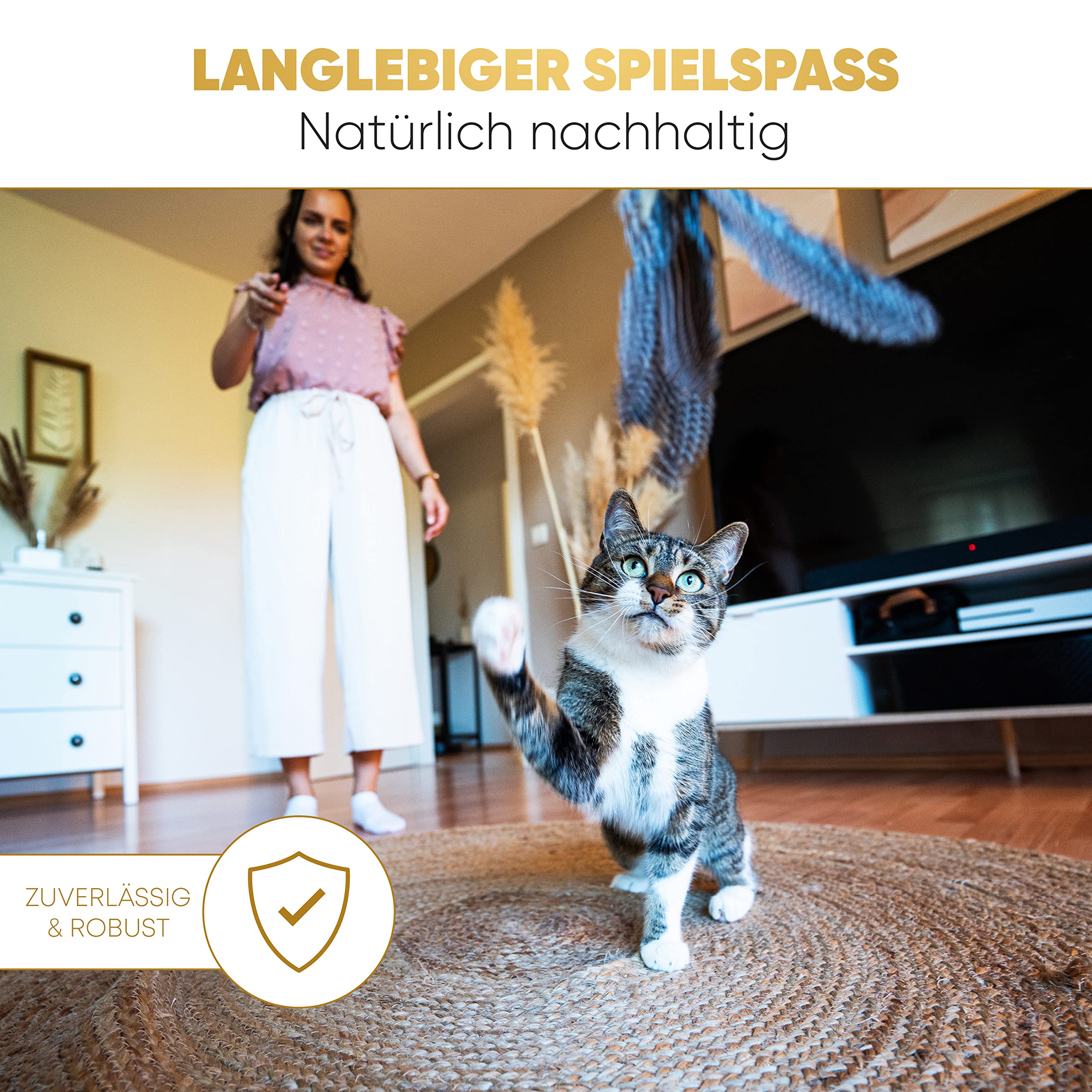 ST.PAWLY® Ersatzset für Katzenangel - Katzenspielzeug - austauschbare Anhänger - Ersatzbänder - nachhaltiges Spielzeug für Katzen - Federspielzeug für Katzen