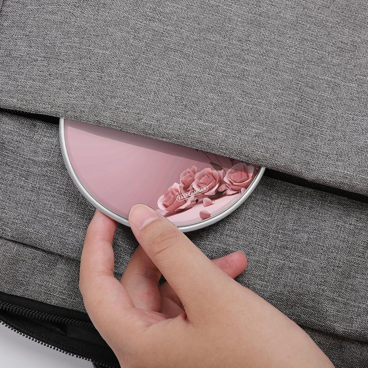 Pink Rose Balloon Heart Wireless Charger Fast Wireless Charging Pad with USB Cable 10W Anti-Slip Magnetic Wireless Charger Portable Slim Charger Puck Travel Charging Station image 4