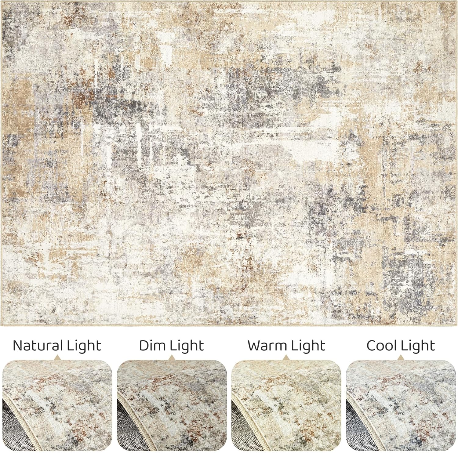 2x4 Rug Washable Runner Rug: Small Abstract Modern Non-Slip Soft Accent Doormat Stain Resistant Floor Throw Mat for Entryway Kitchen Bedroom Nursery Entry Dorm- Gray Gold