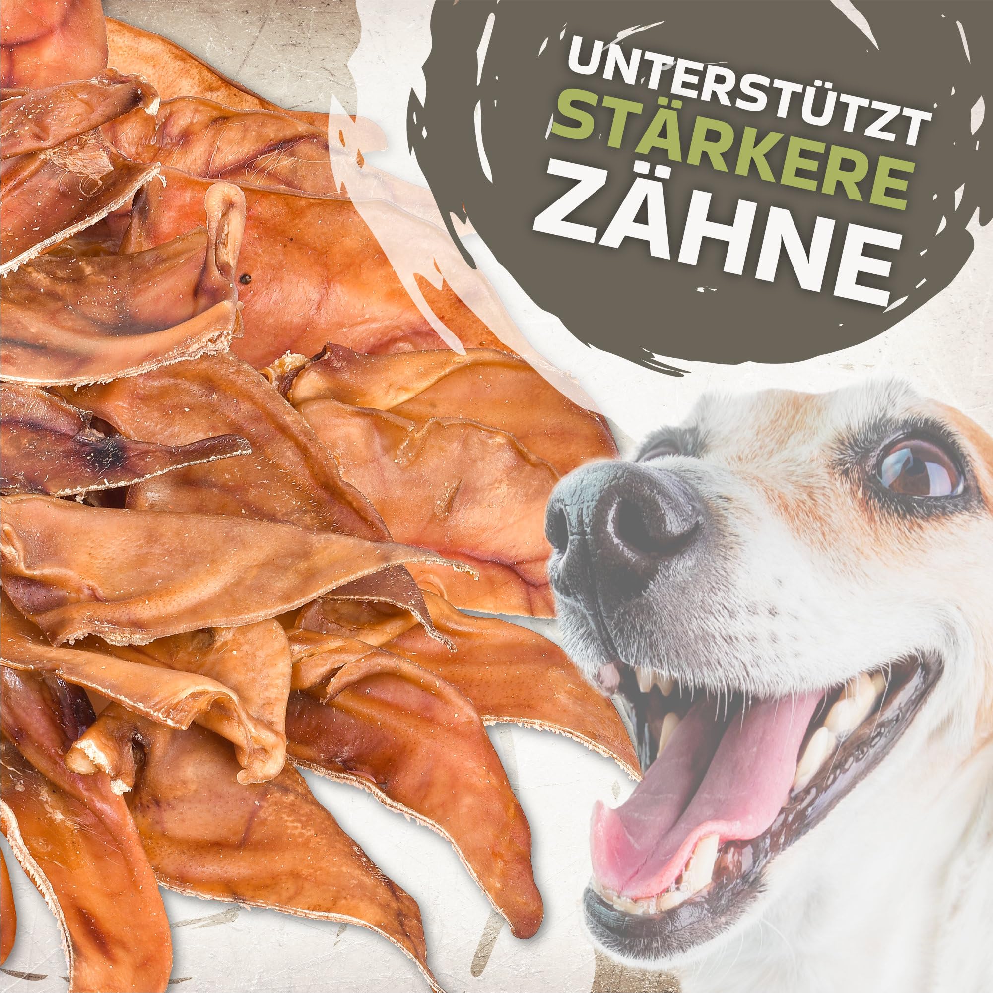 Cięte uszy wieprzowe dla psów 500g (ok. 20-25 sztuk) | Całkowite suszone uszy wieprzowe do żucia | 100% naturalne | Długotrwały czas żucia | Bez zbóż | Idealne dla małych i dużych psów
