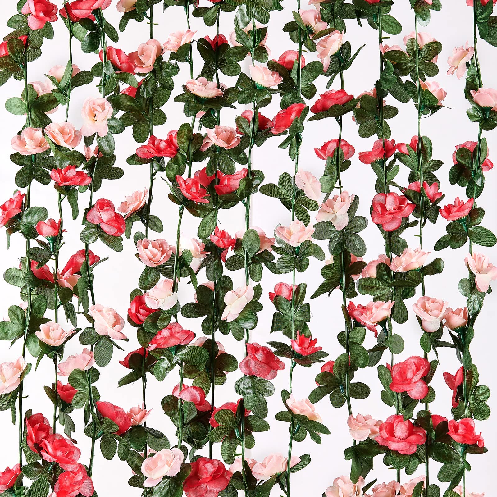MARTINE MALL Flower Garland Vines, 16 Strands 132Ft for Bedroom, Rose Decoration, Floral Garland for Room Table Birthday Wedding Party Garden Wall