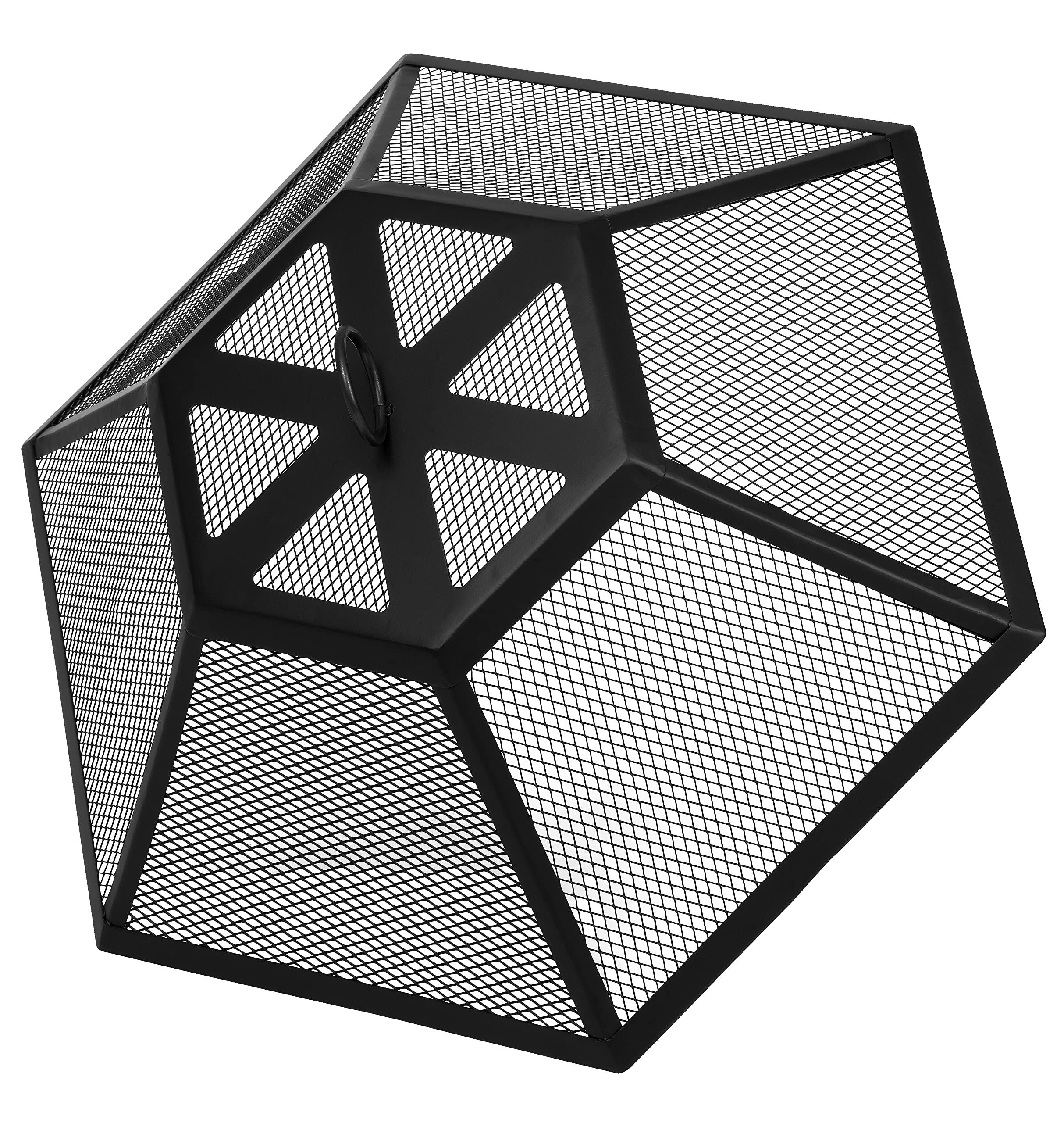 tepro Feuerstelle Farview – sechseckige Garten-Feuerstelle in gebürsteter Bronze-Optik mit Gitterdeckel & Schürhaken – Hexagon-Feuerschale mit hitzebeständiger Lackierung, 70 x 60,5 x 62 cm