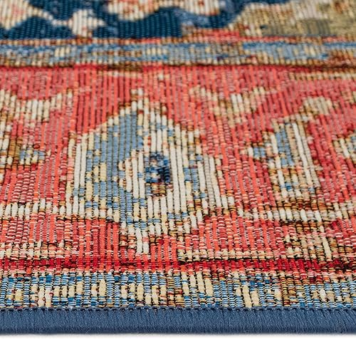 Miniatura 8 de Liora Manne Marina - Alfombra tejida duradera de perfil bajo para interiores y exteriores, color rojo Heriz, 7 pies 10 pulgadas x 9 pies 10 pulgadas