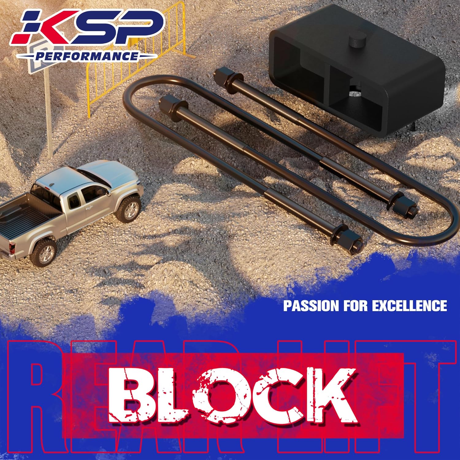 KSP 2" Rear Lift Kit for F250 F350, 2in Rear Lift Block for 2011-2026 F250 F350 Super Duty, 2pcs Lift Blocks with 4pcs Extended Square Leaf Spring Ubolts For Ford Pick up Trucks 2WD 2X2 4WD 4X4