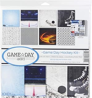 Reminisce Game Day Hockey Scrapbook Collection Kit Paper Crafts, Multi Color Palette, 12x12 inches