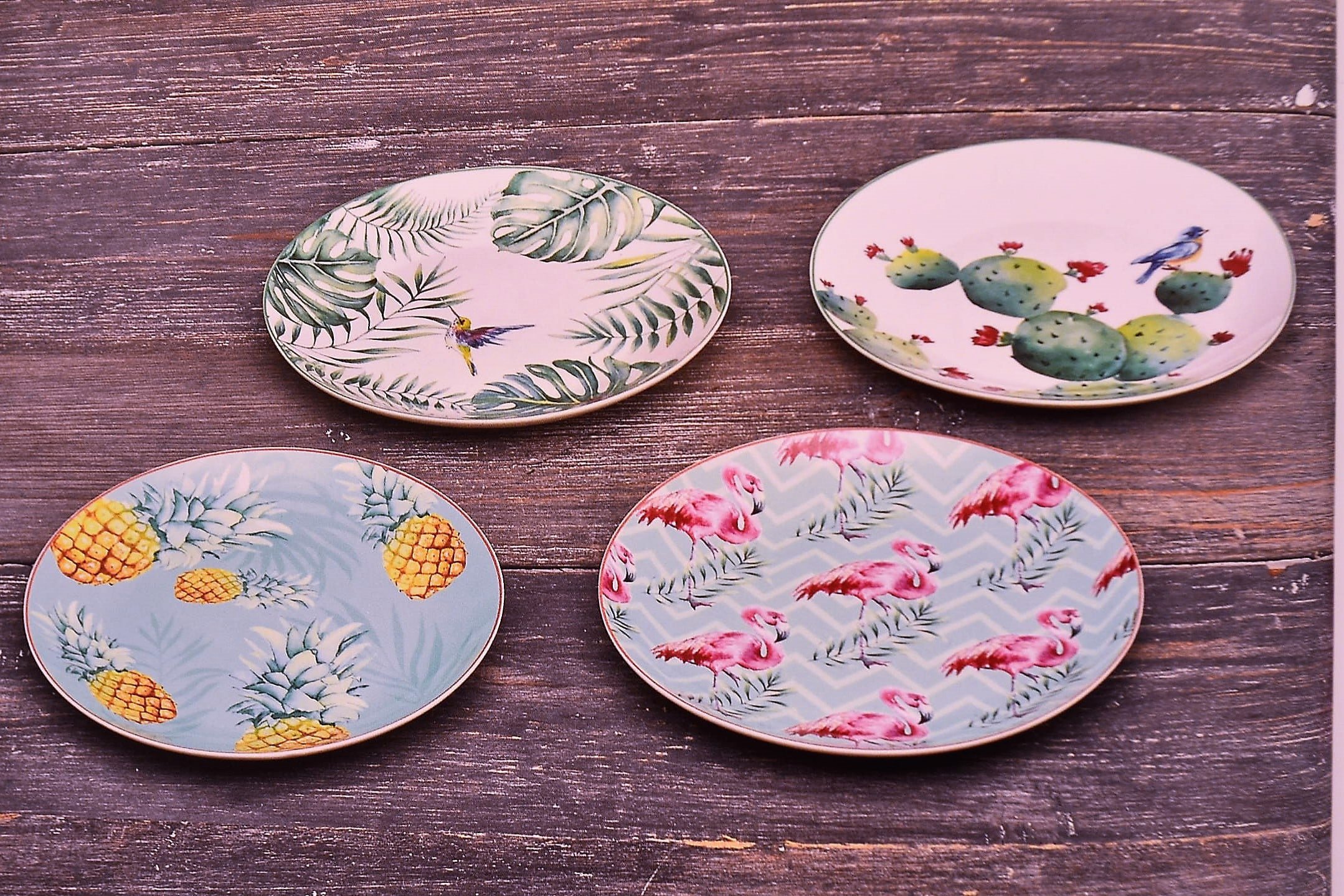 Assiettes à dessert tropicale Henriette D12659 lot de 4 pour renouveler votre vaisselle