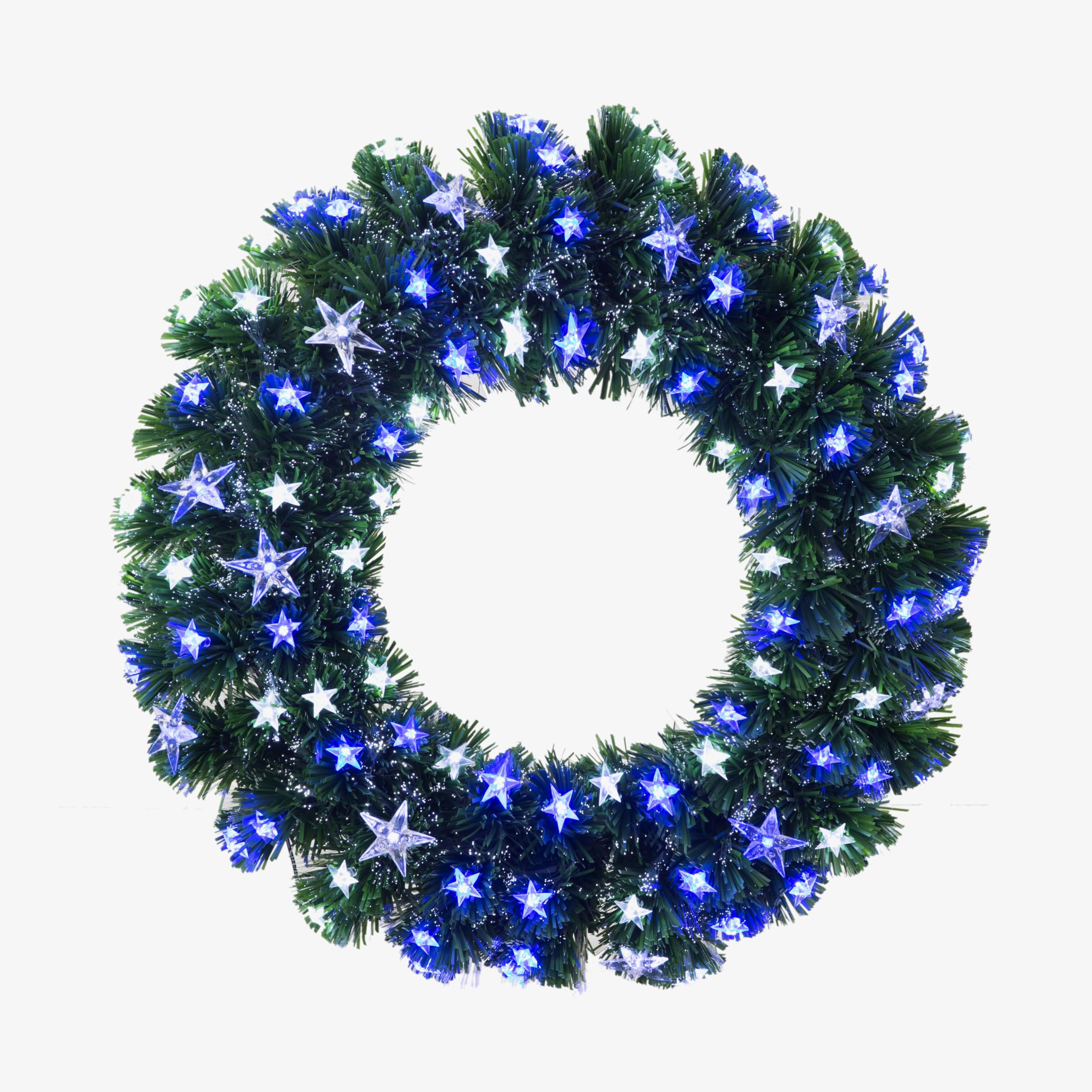 Twinkling Stra Fiber Optic Christmas Wreath Pre-lit with Blue and White LED Lights (16in Wreath)