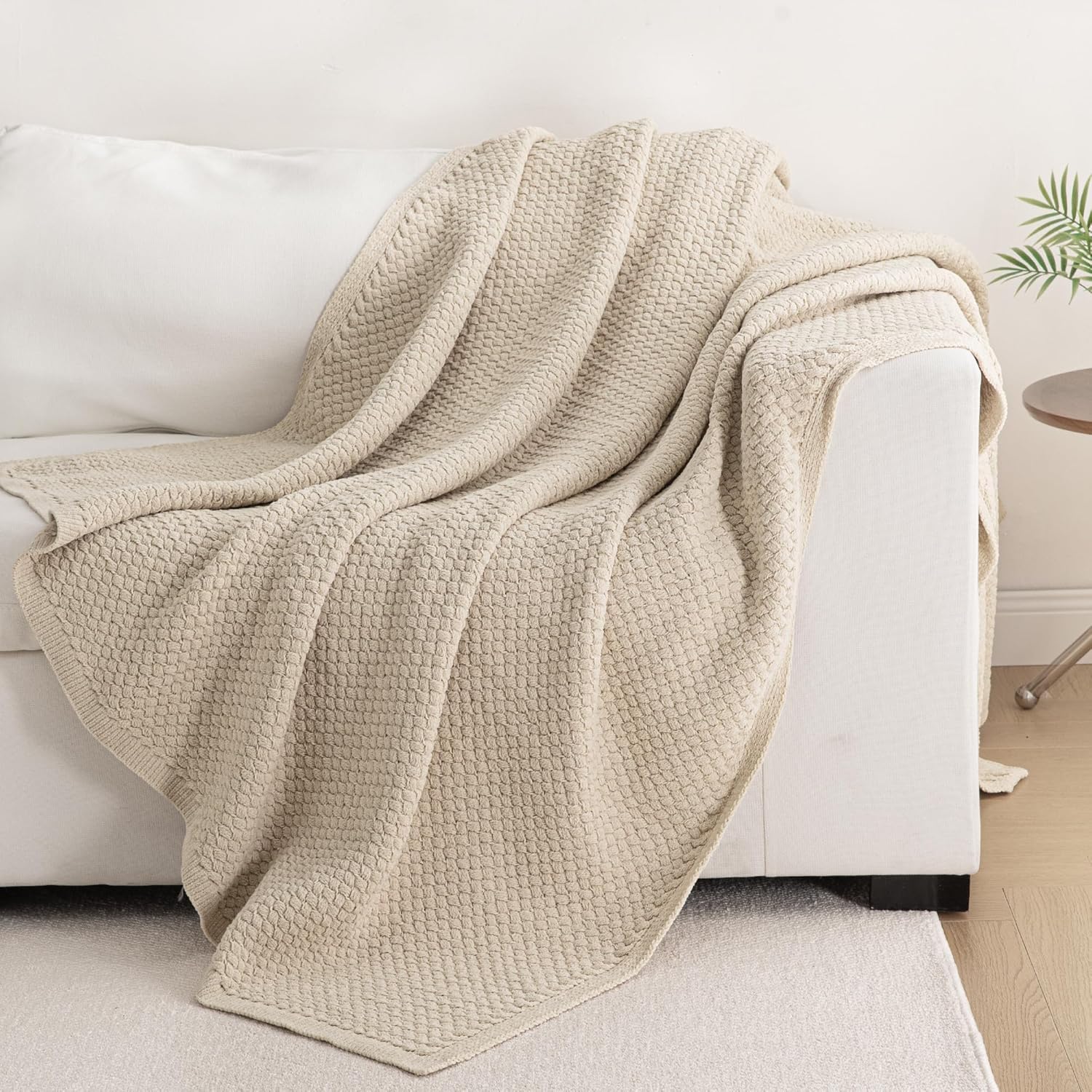 Whale Flotilla Chunky Knit Throw Blanket for Couch and Bed, Camel Decorative Cozy Fleece Blanket, Reversible Soft Fuzzy Woven Throws, 50x60 Inch - Image 6