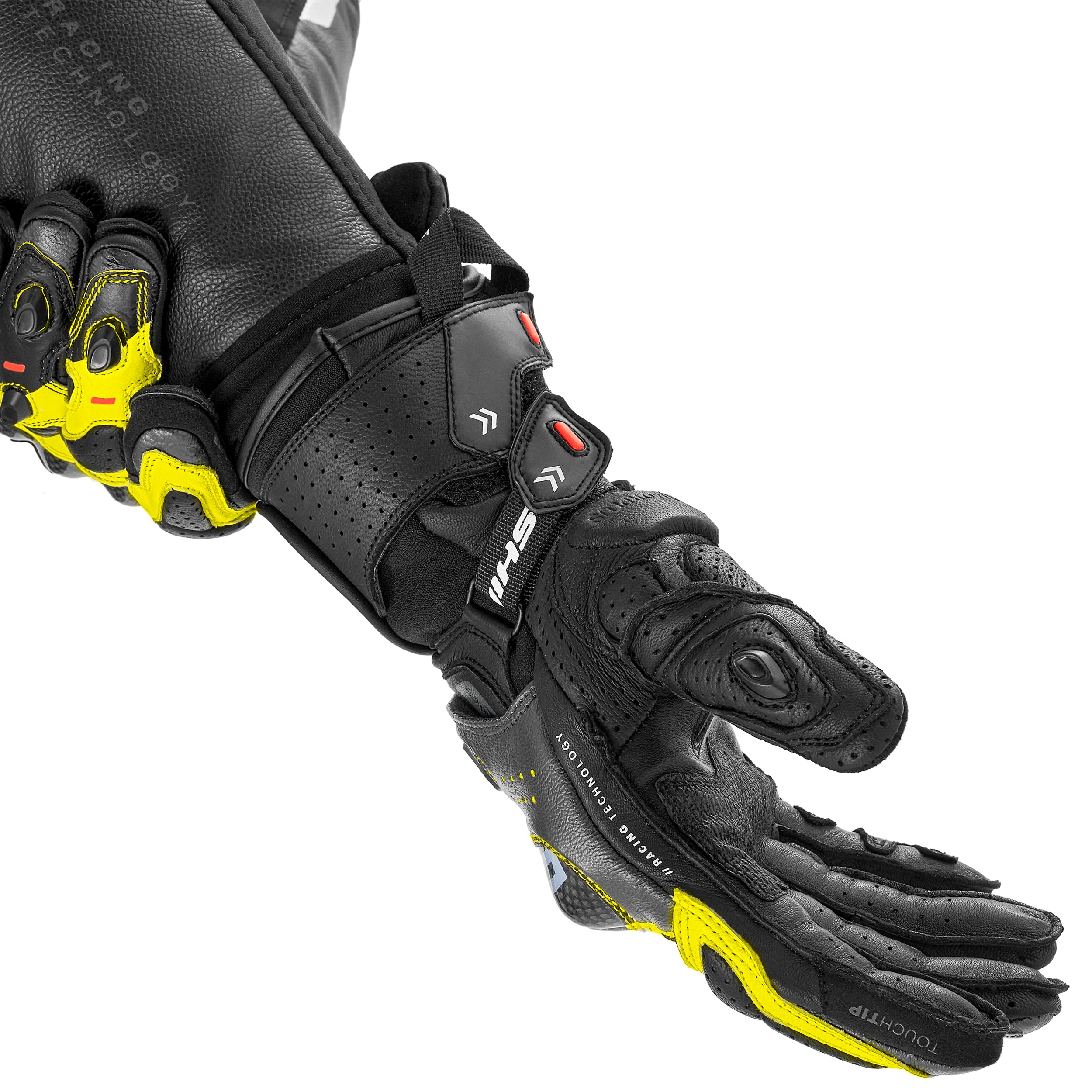 SHIMA RS-3 Guantes Moto Mujer Cuero Homologados Largo Verano Motos Guante Ventilado Certificatos Con Protección Motorista Racing Protecciones Ventilación Verão (Femenino, Negro, XS)