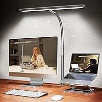 Vista 1 de Lámpara de escritorio LED para oficina y hogar, luz de escritorio que cuida los ojos con atenuación continua, cuello de cisne flexible ajustable
