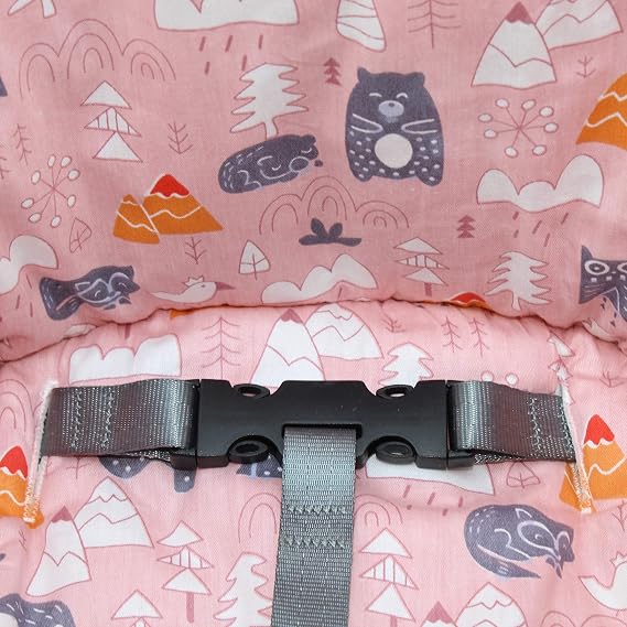ZARPMA Cotton Seat Covers for IKEA ATILOP High Chairs, Cotton Surface and Cotton Padding, Forest Pattern Foldable Baby High Chair Cover for IKEA Child Chair Cushion Pink Forest