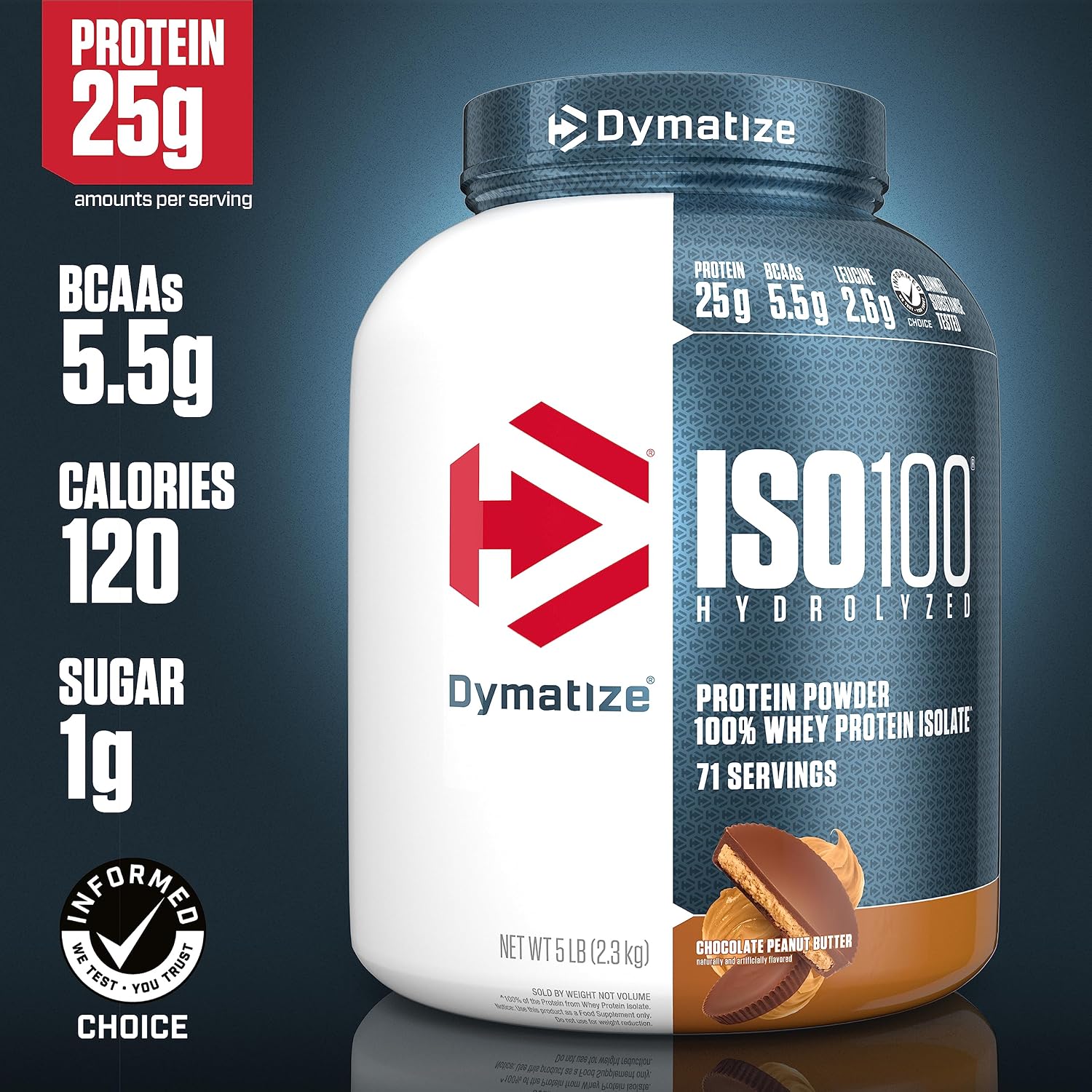 Dymatize ISO100 Protein Powder, 100% Whey Isolate, Chocolate Peanut Butter image 2