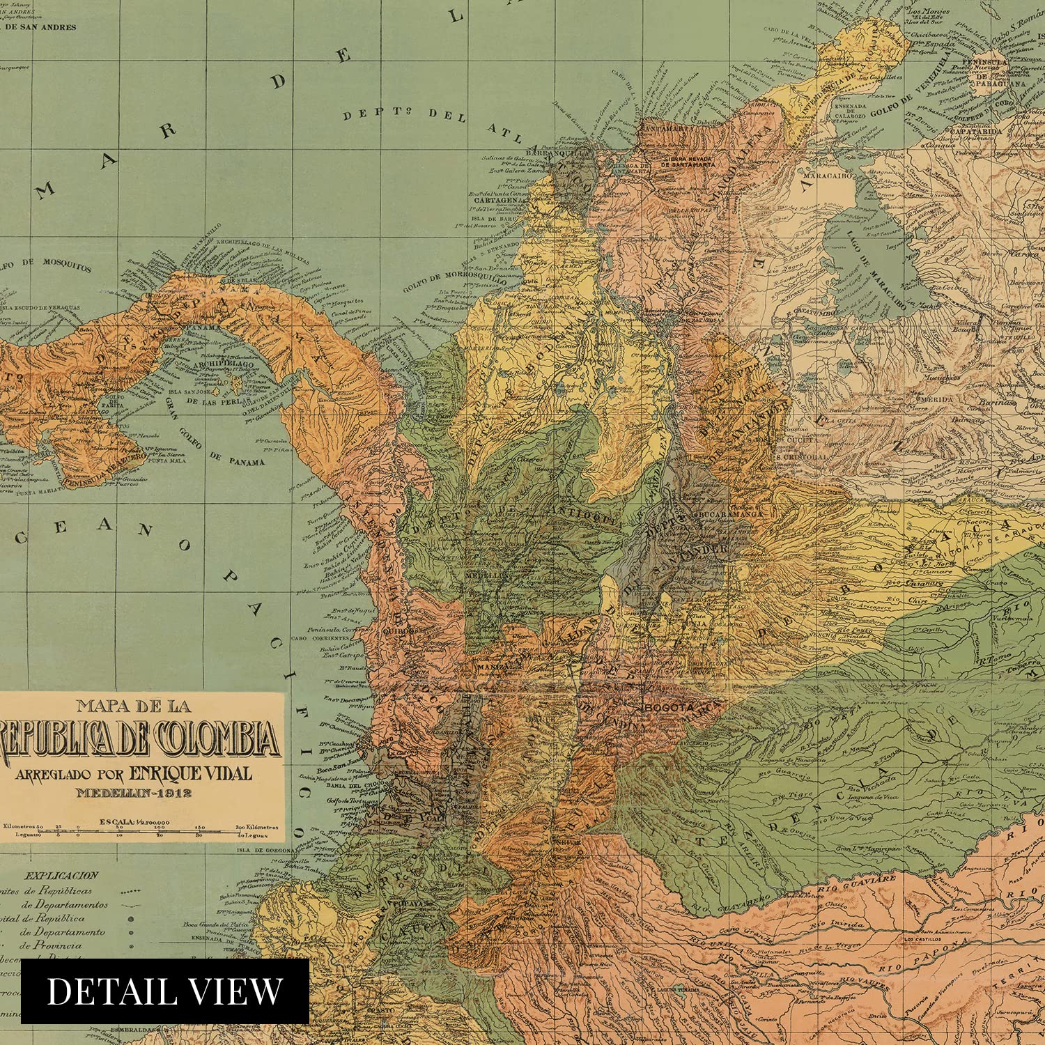 Amazon.co.jp: HISTORIX ヴィンテージ 1911 南米コロンビア地図