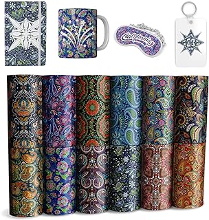 Peisley Transfer Sheets, 12 Pcs 4.5x12" Boho Bohemian Style Pattern Pre-printed Sublimation Paper for DIY T- Shirts, Mug Heat Press, Coaster Blank