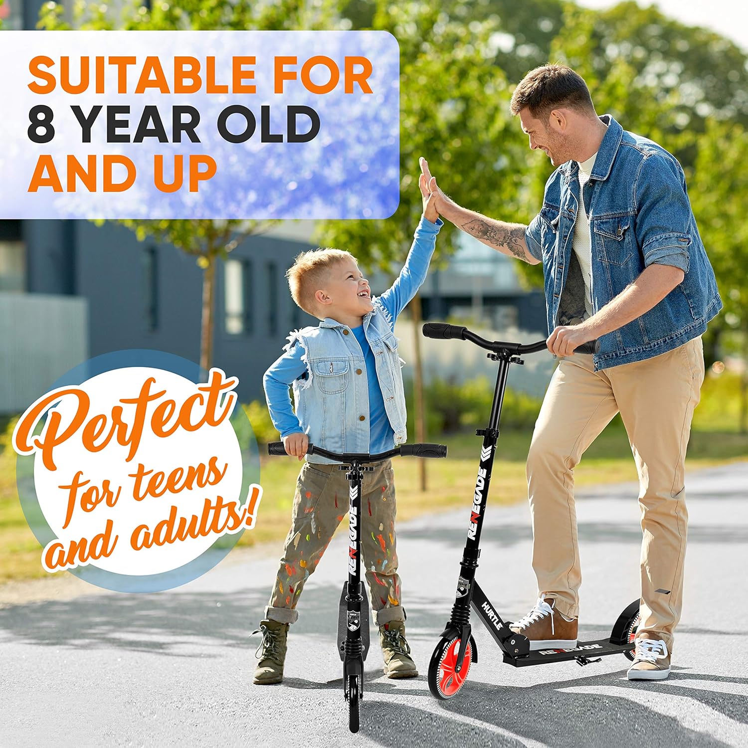 Hurtle Lightweight Kick Stunt Scooter - Lab Tested Safety Certified Street Freestyle Trick Scooter w/Alloy Deck, High Impact Wheels, ABEC-9 Bearing, HIC System - Kids, Teens (Gravity in Resurrection)