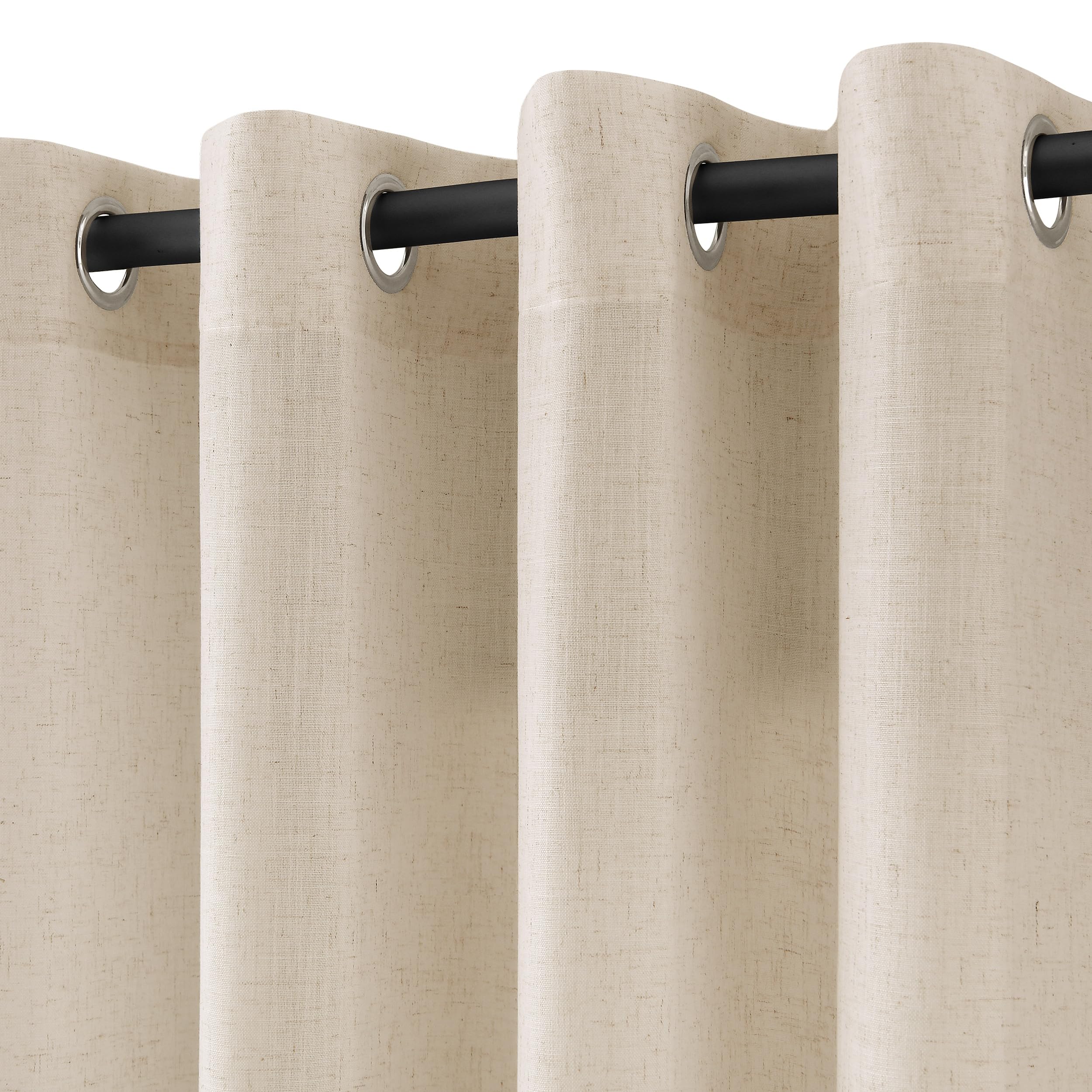 Nanspring Extra Long Linen Curtains 108 Inches Long Grommet Birch Beige