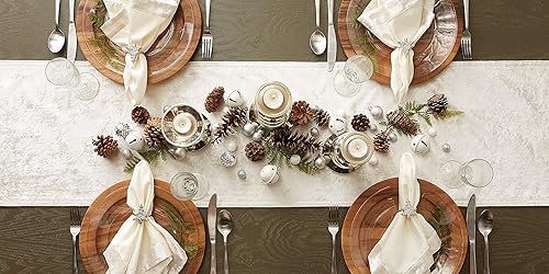 Miniatura 2 de DII Velvet Collection - Camino de mesa, 14x72, color crema