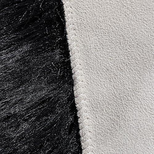 Miniatura 6 de Alfombra de piel sintética de piel de oveja, esponjosa, esponjosa, color negro, de 3 x 4 pies, para dormitorio, mesita de noche, suelo, sala