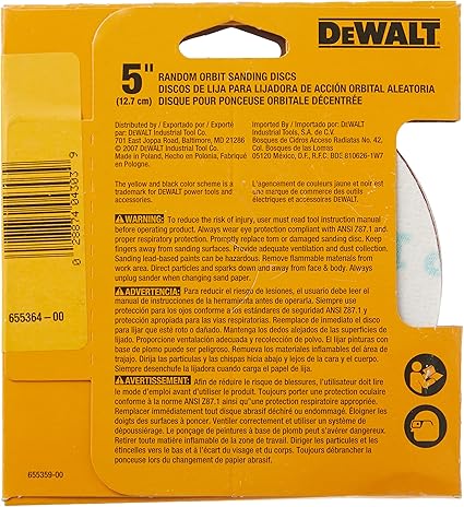 Amazon.com: DEWALT DW4303 5-Inch 8-Hole 120-Grit Hook-and-Loop 