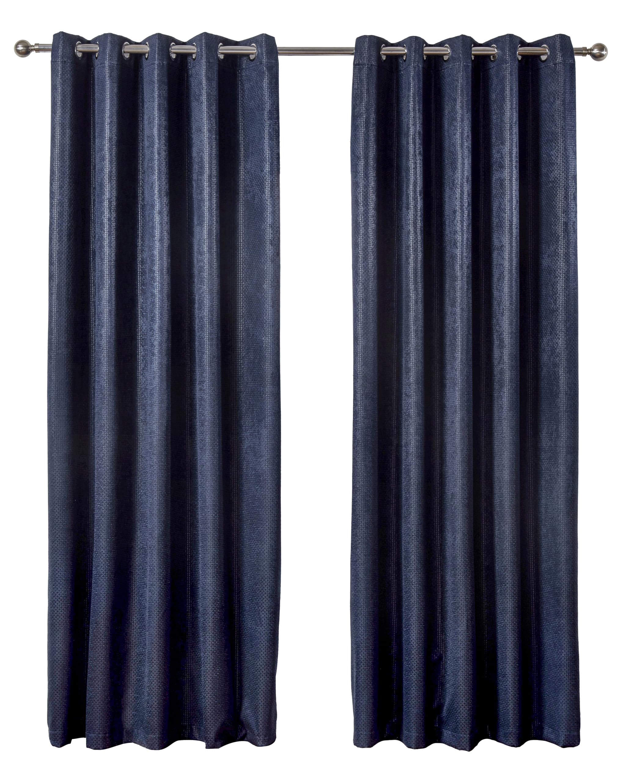 Emma Barclay Navy Blue – 3D Embossed Blackout Curtains For Bedroom Living Room Thermal Insulated Woven Eyelet Blackout Curtains With Reflective Reverse Weave Ambiance Collection (66” X 54” Inch)(Navy)