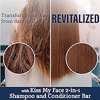 Vista 2 de Kiss My Face Barra de champú y acondicionador 2 en 1, aceite de palma, libre de crueldad para cabello seco, opaco y encrespado con mantequilla