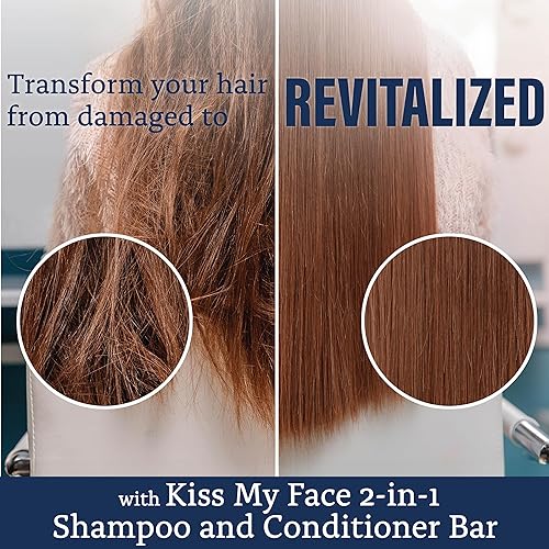 Miniatura 2 de Kiss My Face Barra de champú y acondicionador 2 en 1, aceite de palma, libre de crueldad para cabello seco, opaco y encrespado con mantequilla de