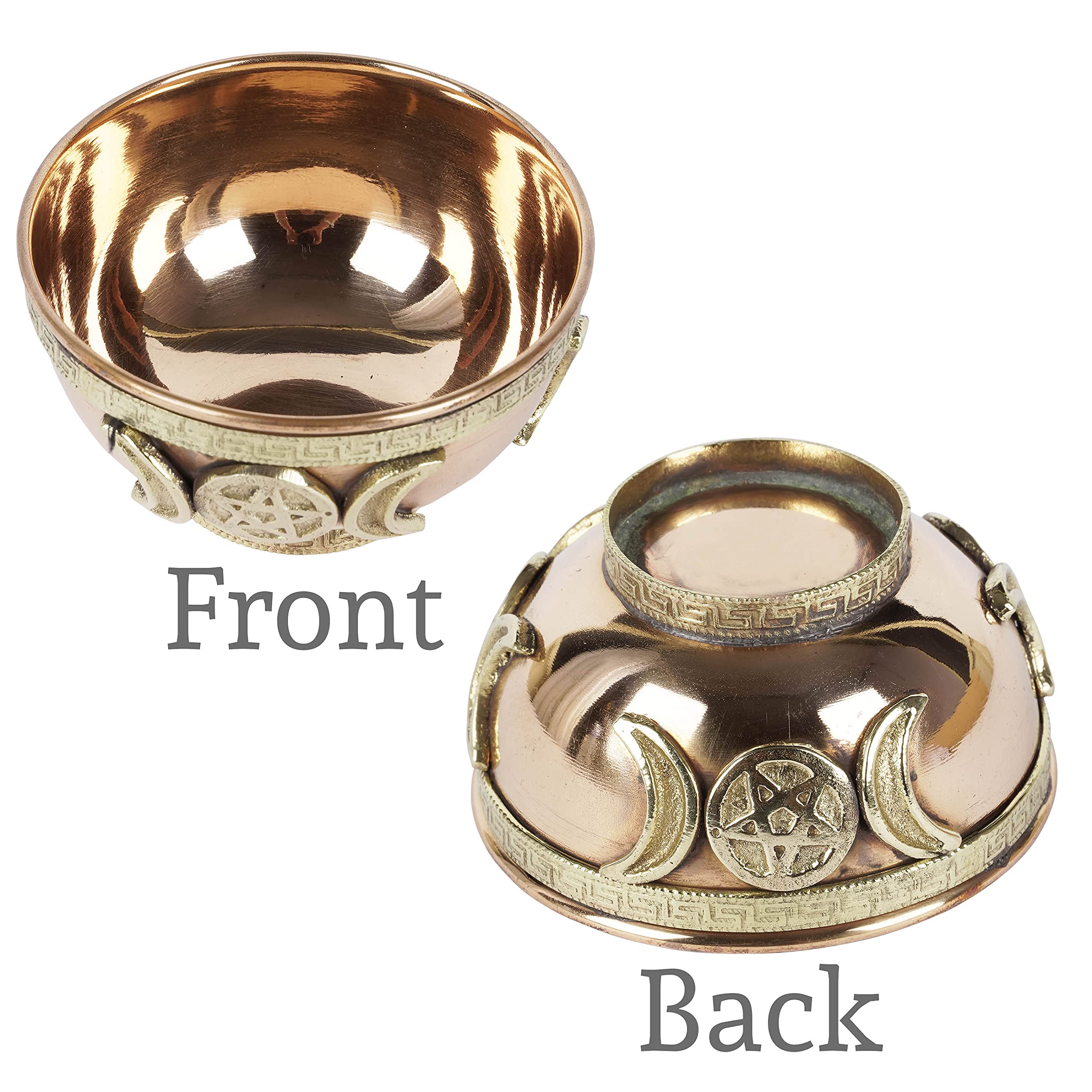 IBA Indianbeautifulart Copper Offering Bowl- Triple Moon Pentacle Offering Bowl- Great for Altar use- Ritual use- Small Incense Burner Bowl 8cmx4cm