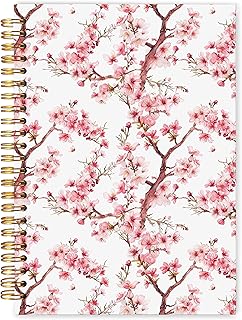 Cherry Blossom Spiral Notebook Journal 5.5x8.3, Pink Floral Journal for ...