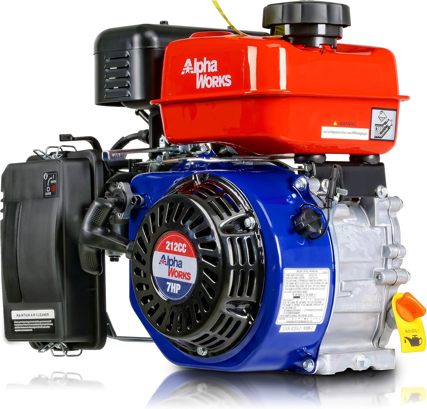 AlphaWorks Gas Engine 7HP 212cc Motor Horizontal 4 Stroke