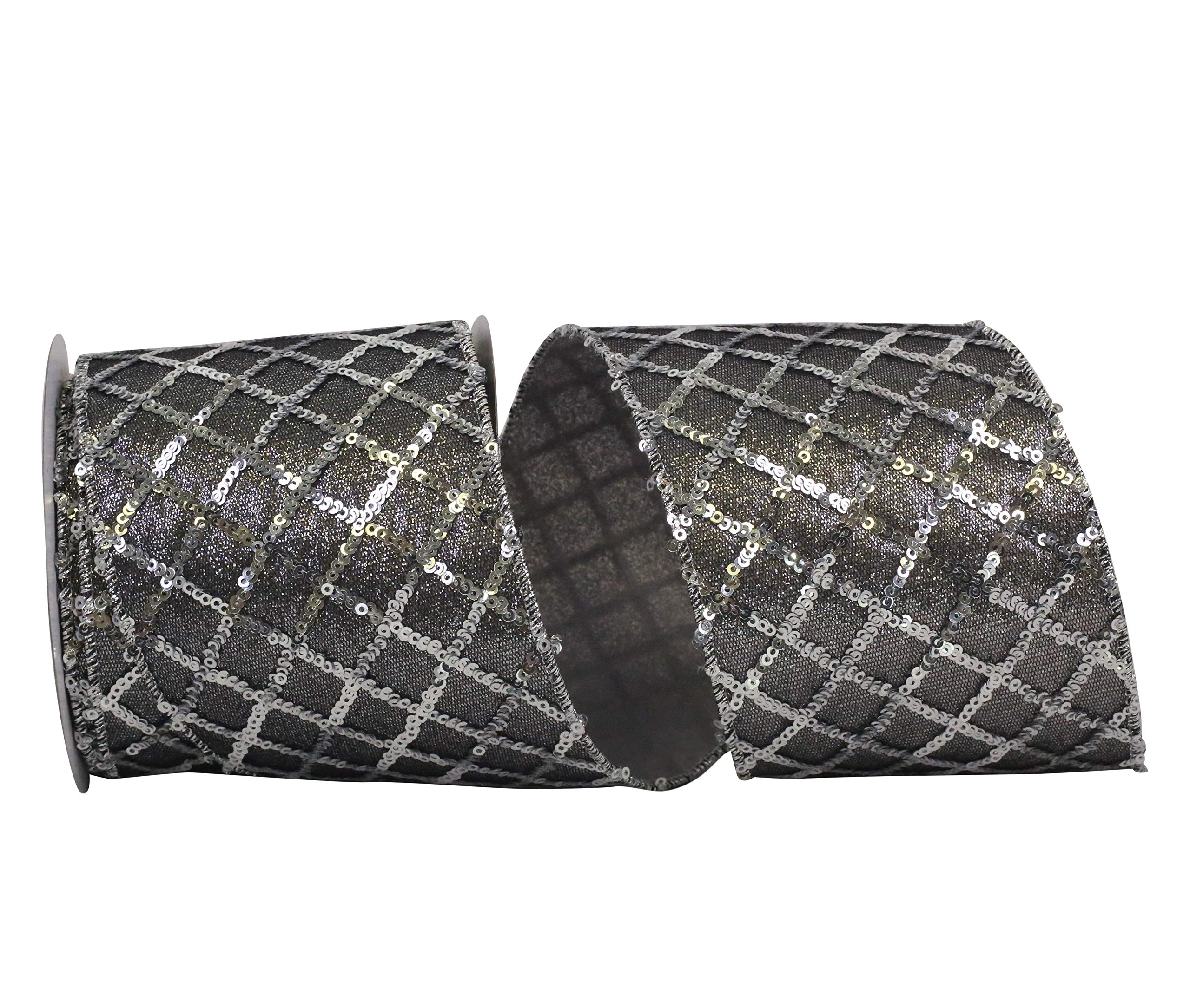Ruban argenté 4 inch Reliant Ribbon idéal pour décors de fêtes